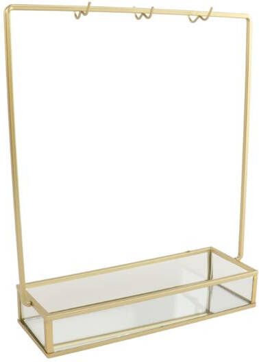 MISOU Sieradenrekje Sieradenhouder Glas Goud 20x7x26cm Sieradendoos