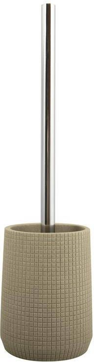 MSV Toilet|wc-borstel houder kunststeen|metaal taupe 35 cm