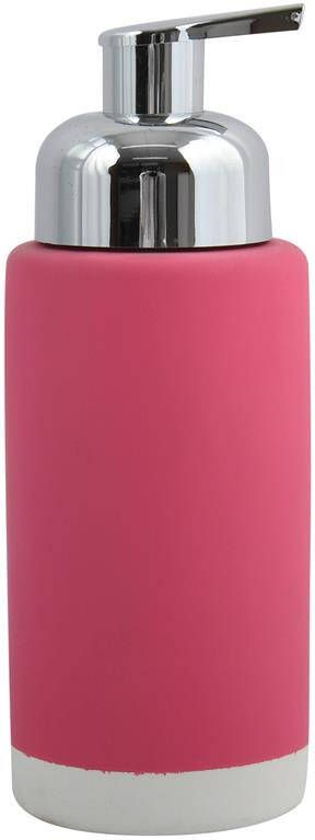 MSV Zeeppompje|dispenser Enzo keramiek fuchsia roze|zilver 18 cm