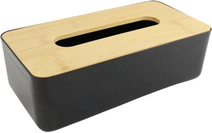 OTIX Tissue box Houder Zwart 26x13.2x8.8 cm Bamboe en kunststof