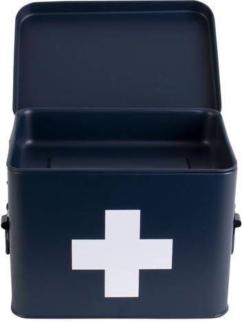 Present time Medicine storage box medium metal matt dark blue
