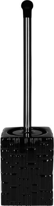 QUVIO Toiletborstel met houder vierkant met patroon Keramiek Zwart - Foto 1