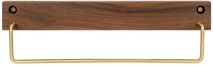 QUVIO Wand handdoekenhouder donker hout + goud 28 CM