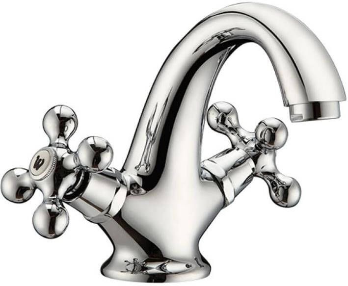 Schutte Wastafelkraan Schütte Elk Klassiek Mengkraan met Waste en Twee Metalen Grepen Chroom