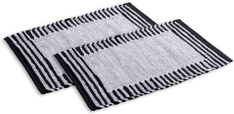 Sfeer voor jou SVJ Douchemat Rechthoekig 80 x 50 x 1 cm Katoen Wit Set van 2