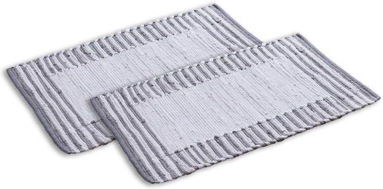 Sfeer voor jou SVJ Douchemat Rechthoekig 80x50x1 cm Katoen Grijs Set van 2