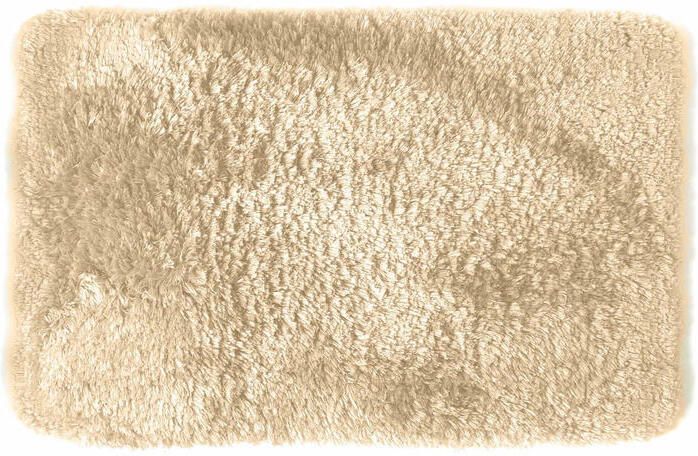 Spirella badkamer vloer kleedje badmat tapijt hoogpolig en luxe uitvoering beige 40 x 60 cm Microfiber Badmatj