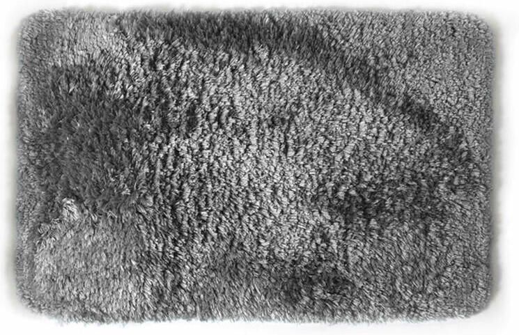 Spirella badkamer vloer kleedje badmat tapijt hoogpolig en luxe uitvoering lichtgrijs 40 x 60 cm Microfiber Ba