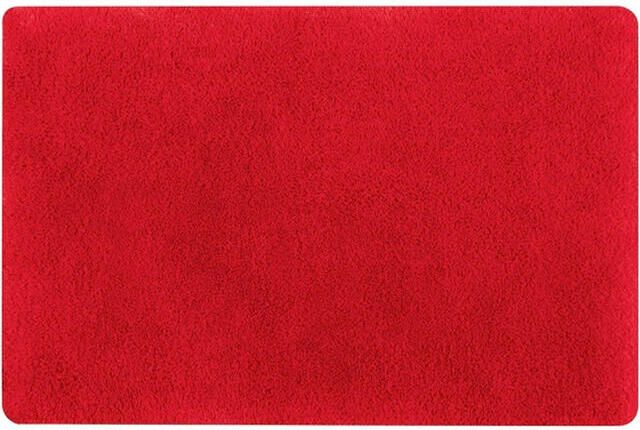 Spirella badkamer vloer kleedje badmat tapijt hoogpolig en luxe uitvoering rood 50 x 80 cm Microfiber Badmatje
