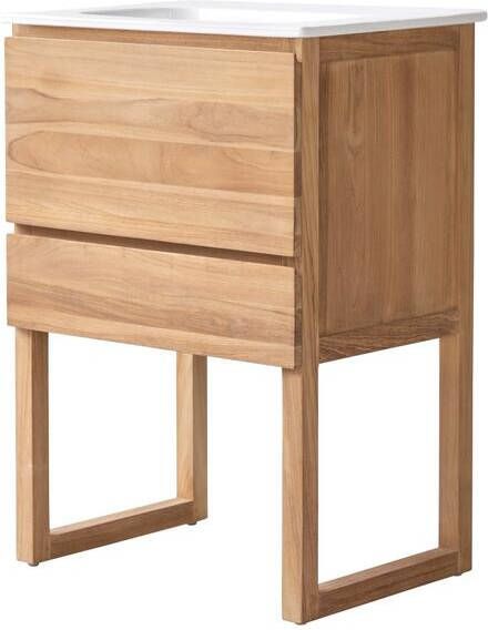 Tikamoon Badkamermeubel Edgar van massief teakhout en keramiek 60 cm