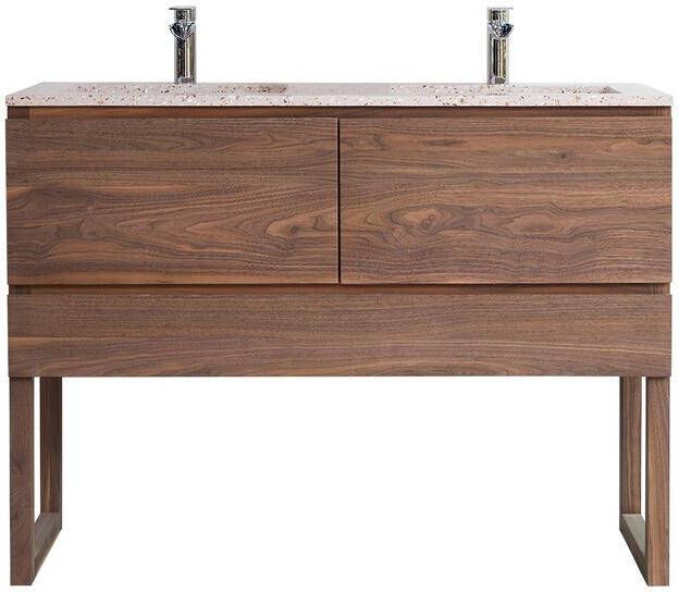 Tikamoon Badkamermeubel van massief walnoothout en terrazzo Pink 120