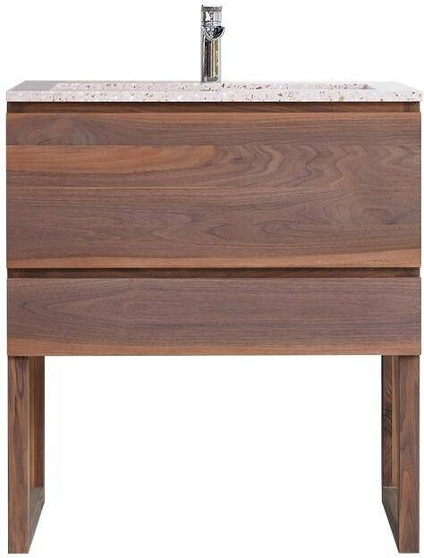 Tikamoon Badkamermeubel van massief walnoothout en terrazzo Pink 80