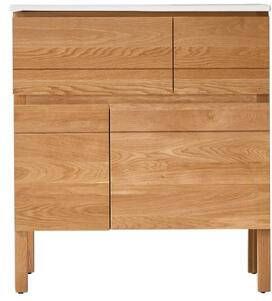 Tikamoon Massief eikenhouten en keramisch badkamermeubel 80 cm