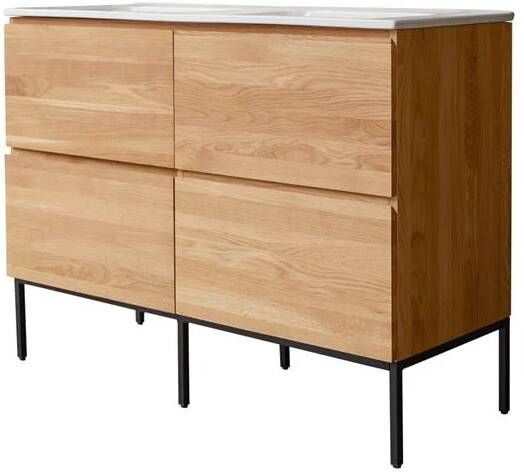 Tikamoon Nova Badkamermeubel in massief eiken en keramiek 120 cm