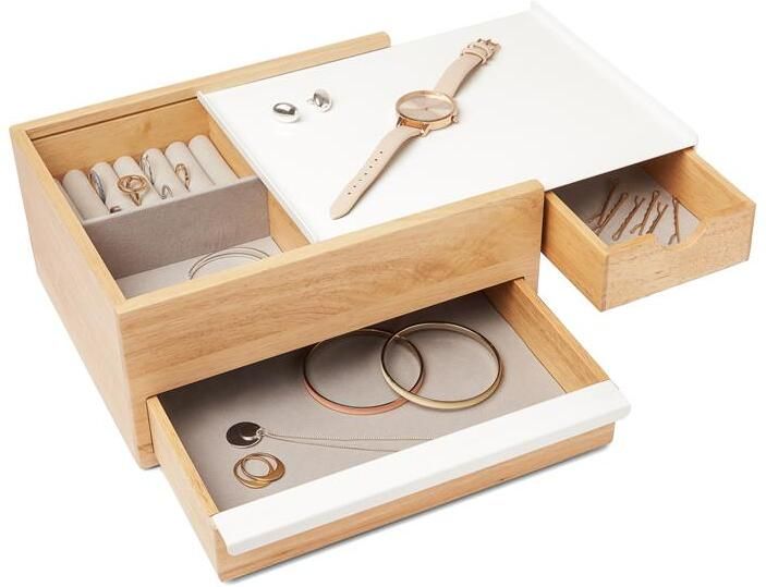 Umbra Stowit opbergbox 26x22x12cm Hout Wit naturel 290245-668