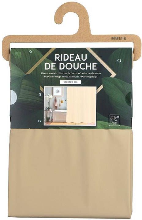 Urban Living Douchegordijn met ringen beige 180 x 200 cm