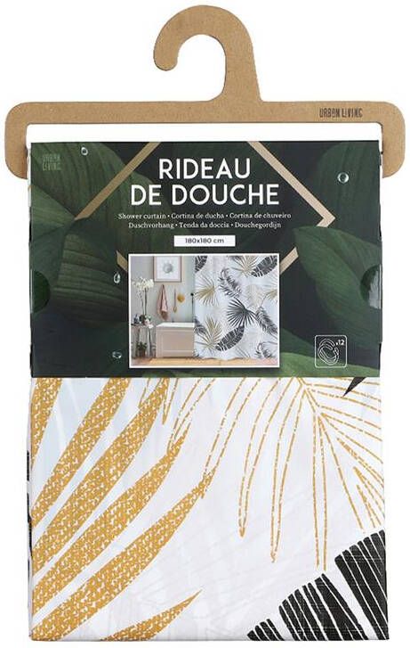 Urban Living Douchegordijn met ringen palmen PVC 180 x 180 cm