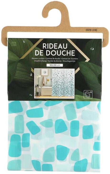 Urban Living Douchegordijn met ringen wit|multi kleuren PVC 180