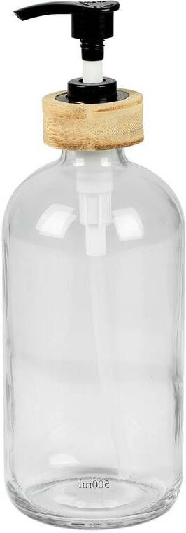 Urban Living Zeeppompje|zeepdispenser glas|bamboe 0.5L