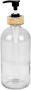 Urban Living Zeeppompje zeepdispenser glas bamboe transparant 0.5 liter 21 cm Zeeppompjes - Thumbnail 2