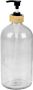Urban Living Zeeppompje zeepdispenser glas bamboe transparant 1 liter 24 cm Zeeppompjes - Thumbnail 2