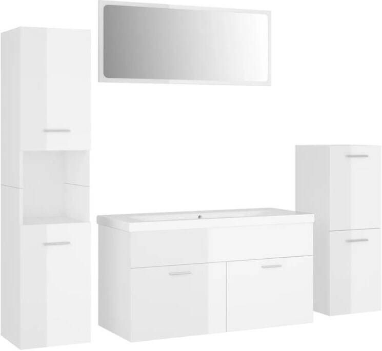 VidaXL Badkamermeubelset bewerkt hout hoogglans wit