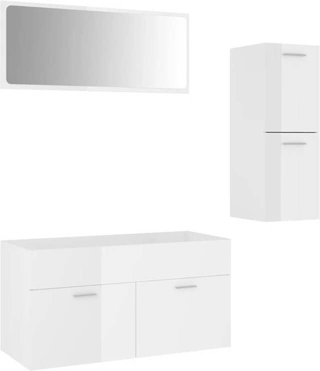 VidaXL Badkamermeubelset bewerkt hout hoogglans wit
