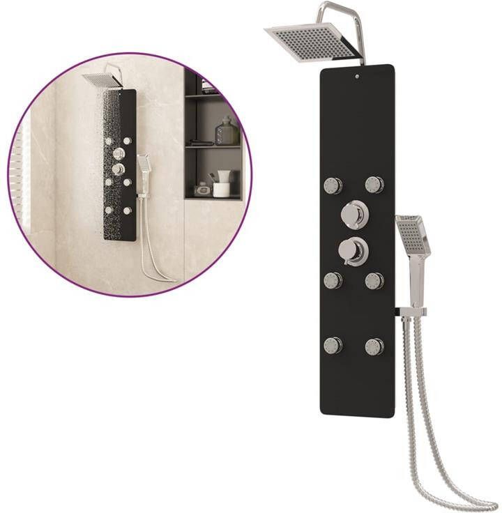 VidaXL Douchepaneel 25x47 5x130 cm glas zwart