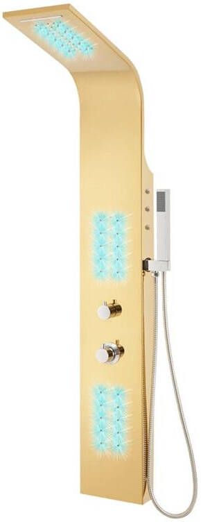 VidaXL Douchepaneel gebogen roestvrij staal 201 goudkleurig