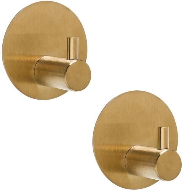 XIVADA Zelfklevende Haakjes Goud 2 stuks Handdoekhaakjes Badkamer Plakhaakjes zonder Boren
