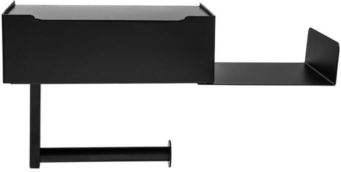 XIVADA Toiletrolhouder Met plankje Met opbergbakje Rvs Zwart