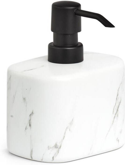 Zeller Zeeppompje|dispenser keramiek wit marmer look luxe 13 cm