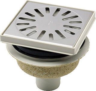 Aquaberg Doucheput ABS Vloerput Opzetstuk Bezand RVS Rooster Onderuitlaat 50 mm Verstelbaar 146x146 mm PPC Reukafsluiter Reukslot 50 mm