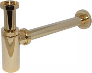 De Beer designsifon 5 4"x32mm met muurbuis goud