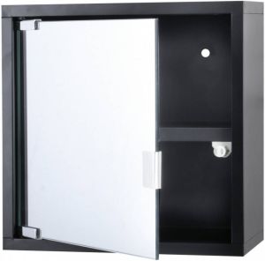 Differnz Quadro kubuskast met spiegel 30 x 30 x 12 cm zwart