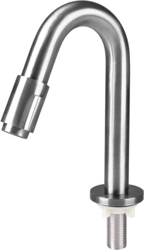 Differnz staande fonteinkraan 1 2" met gebogen uitloop 19 cm mat chroom