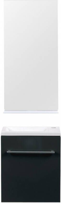 Differnz Tight badmeubelset met spiegel planchet en wastafel met kraangat rechts 40 x 22 x 48 cm zwart - Foto 2