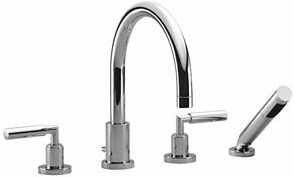 Dornbracht Tara. 4-gats badmengkraan voor badrand- en tegelrandmontage Chroom