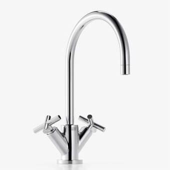 Dornbracht Tara keukenmengkraan met kruisgreep en draaibare uitloop 37 8 cm platina mat