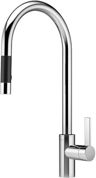 Dornbracht Tara Ultra 1 gats keukenkraan met uittrekbare hoge ronde uitloop met handdouche 360° draaibaar sprong 24cm chroom 3387087500