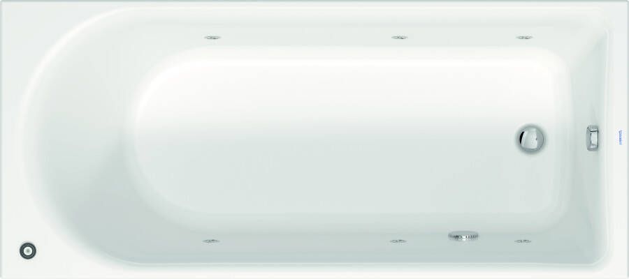 Duravit D Neo rechthoekige whirlpool met één rugsteun en frame 180 x 80 cm wit