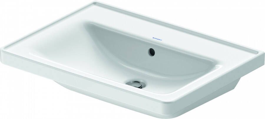 Duravit Wastafel D-Neo WonderGliss Met Rand Overloop Kraanvlak Zonder Kraangat 65 cm Hoogglans Wit
