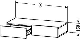 Duravit DuraStyle ladenkast m. 2 laden m. afdekplank 100x44x15cm incl. consoledrager mat wit