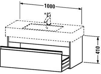 Duravit Ketho wastafelonderkast met 1 lade 100x45 5x41 cm voor Vero wastafel 032910 (ongeslepen) basalt