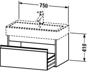 Duravit Ketho wastafelonderkast met 1 lade 75x44x41 cm voor Vero wastafel 045480 (ongeslepen) basalt