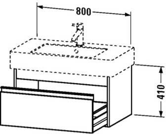 Duravit Ketho wastafelonderkast met 1 lade 80x45 5x41 cm voor Vero wastafel 032985 (ongeslepen) grafiet mat