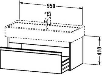 Duravit Ketho wastafelonderkast met 1 lade 95x44x41 cm voor Vero wastafel 045410 (ongeslepen) grafiet mat