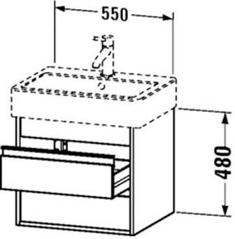 Duravit Ketho wastafelonderkast met 2 lades 55x44x41 cm voor Vero wastafel 045460 (ongeslepen) basalt