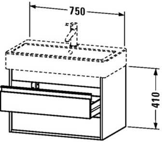 Duravit Ketho wastafelonderkast met 2 lades 75x44x41 cm voor Vero wastafel 045480 (ongeslepen) basalt