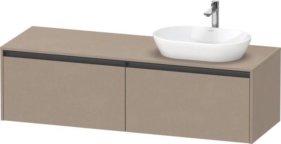 Duravit Ketho 2 wastafelonderbouwkast incl. consoleplaat met 2 laden voor waskom rechts 160x55x45.9cm met handgrepen antraciet wit mat K24889R18180000 - Foto 2